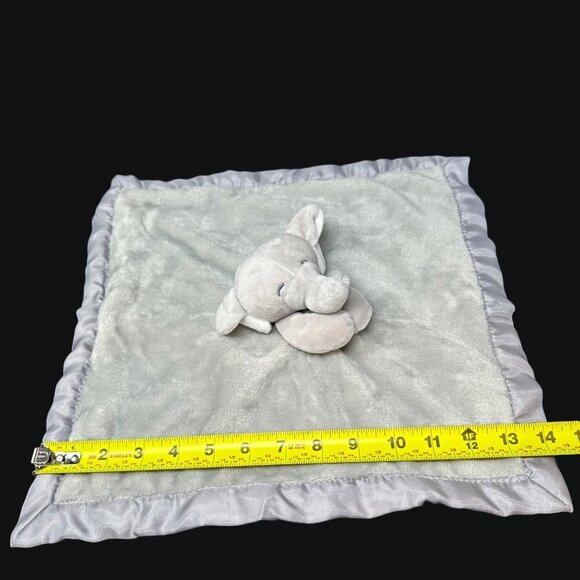 Carters Gray Elephant Security Blanket Satin Trim 14in Baby Lovey Plush Blankie - Picture 7 of 12